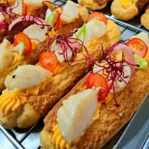 Éclair de noix de saint Jacques et patate douce
