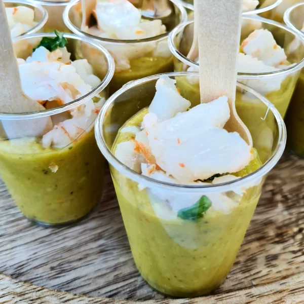 Verrine de guacamole et gambas