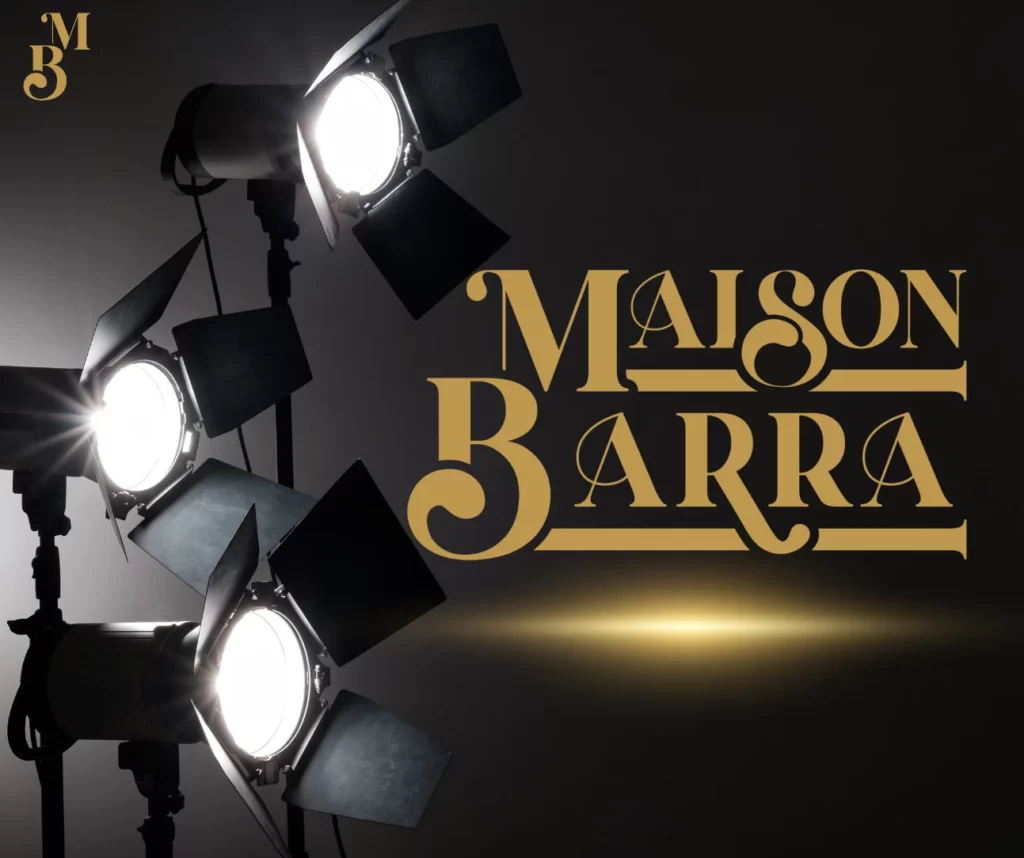 Logo de Maison BARRA avec des projecteurs de lumière